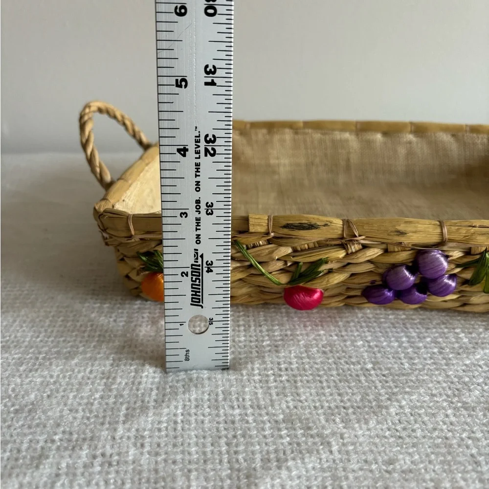 Vintage woven wicker basket tray